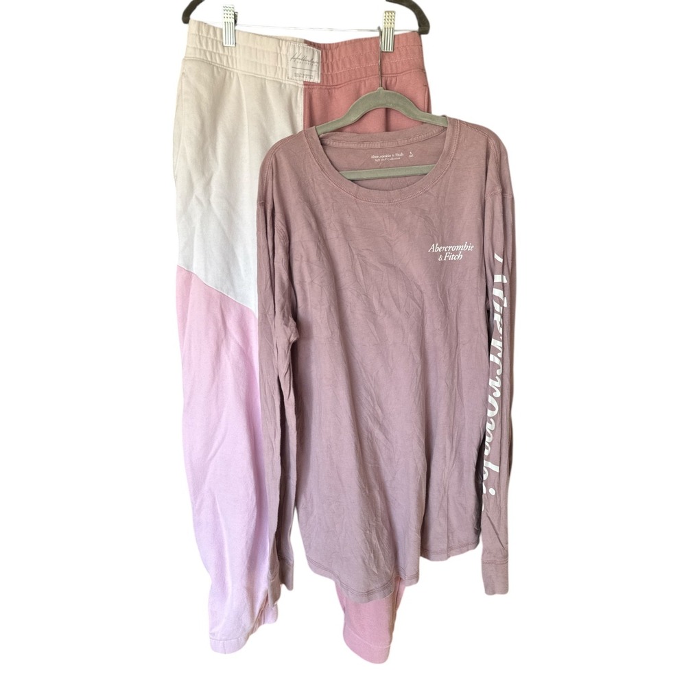 Bundle of Abercrombie &Fitch Pink Logo Longsleeve Tee Small and Hollister Jogger
